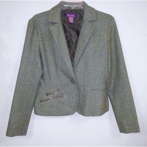 Taunt Wool Blend Tweed Rhinestone Detail Blazer